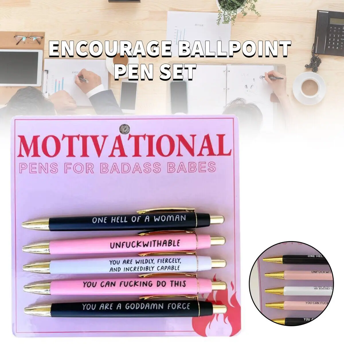 5 PCS Motivational Badass Pen Set for Writing Signature Pens School Office