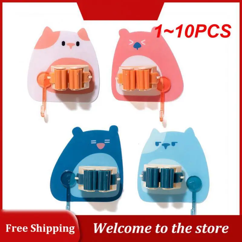 

1~10PCS Broom Holder Space Saving Cartoon Hanging Bathroom Accessories Cleaning Tools Organizer Mops Rack Punch-free Bubble Bear
