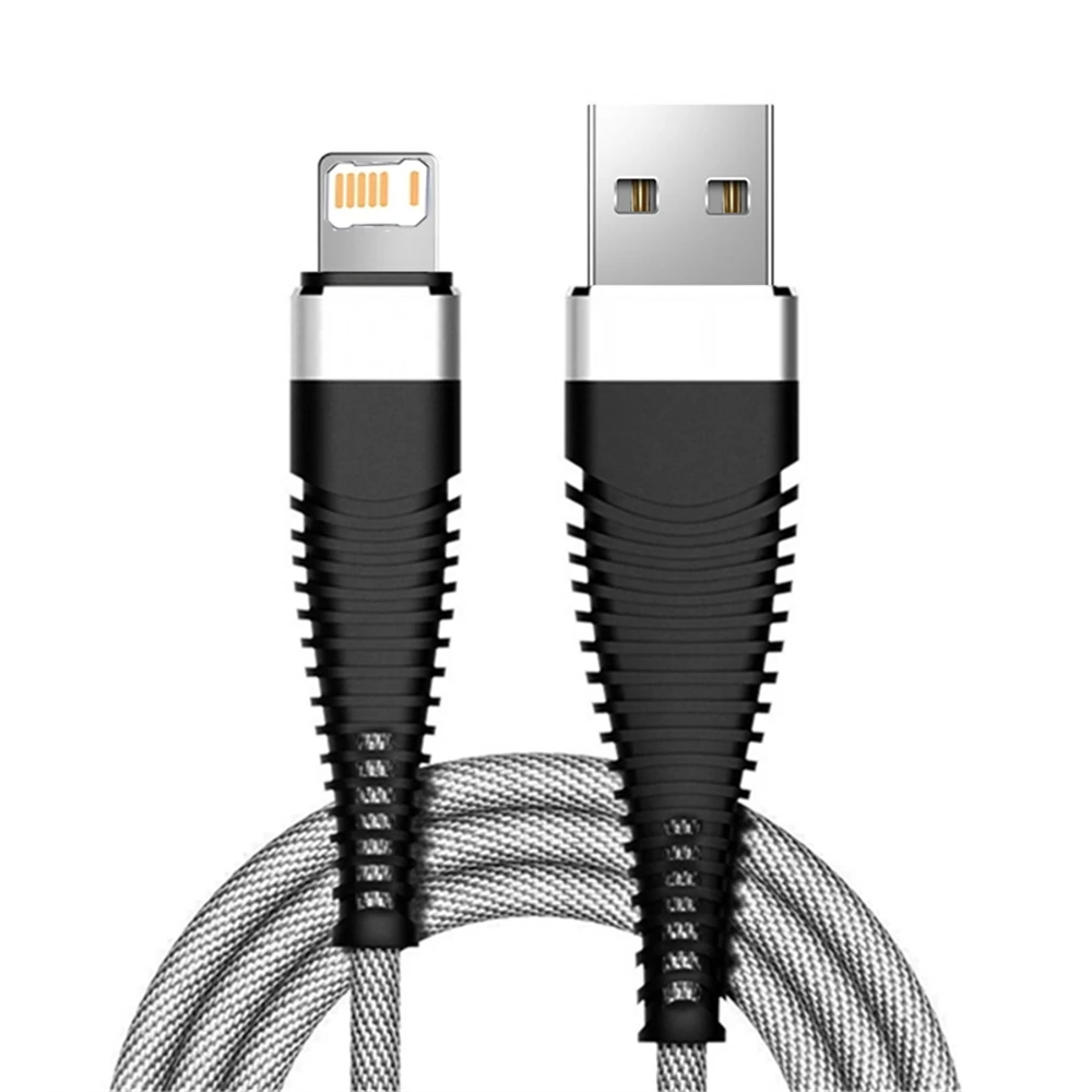 아이폰 11 12 13 미니 14 프로 XS 맥스 X XR 7 8 플러스용 패브릭 브레이디드 안티 벤딩 고속 충전 USB 케이블