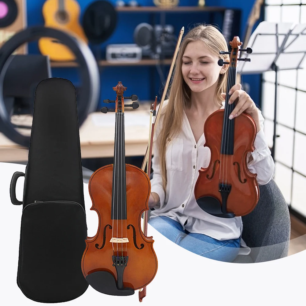 Violin 4/4 Full Size Kit Case Bow Extra Strings Rosin Tuner Solid Wood Violin Set for Beginners Kids & Adults