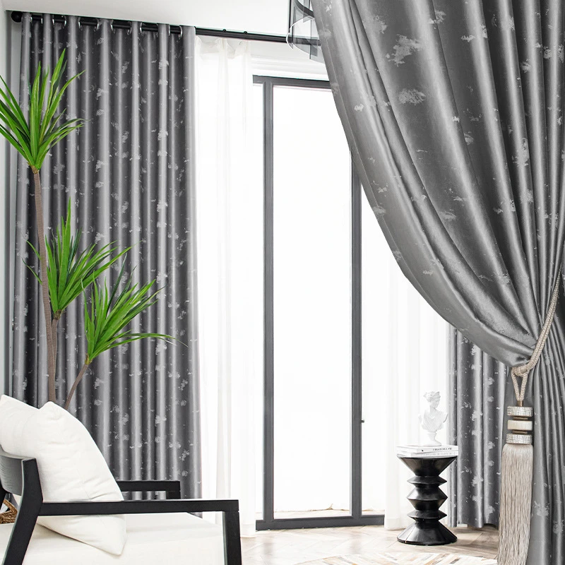 

Nordic with Thickened Black Silk Shading Light Luxury Fabric Shading Fabric Curtains for Living Dining Room Bedroom Solid Color