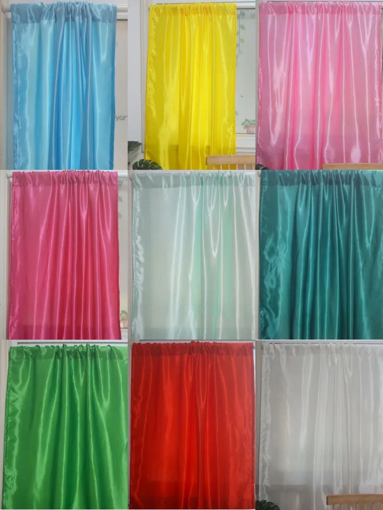 

Satin Floor-to Ceiling Living Room Curtain Rod Pocket Home Underlay Blackout Translucent Bedroom Drape Wedding Party Backdrop