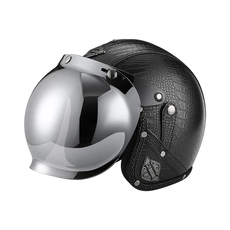 

Personalized Leather Surface Open Face Motorcycle Helmet Man Women Four Seasons Scooter Jet Vintage Casque Moto Motocross Helmet