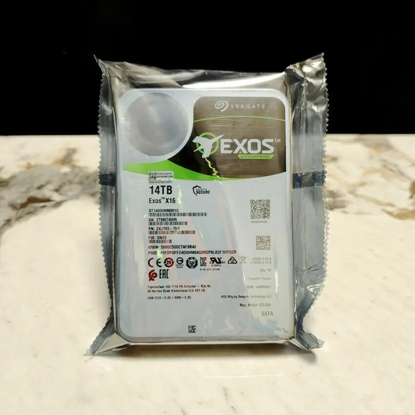 Seagate 14TB HDD Exos X16 ST14000NM001G 14T SATA 6Gb/s 7200RPM 256MB Cache 3.5Inch Enterprise Server PC Hard Disk Drive
