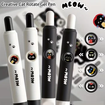 Set di 4 Penne a Forma di Zampa di Gatto, Inchiostro Nero a Rapida Asciugatura 0.5mm, Scrittura Fluida, Penne Retrattili per Scuola, Diario, Regalo di Compleanno e Natale 