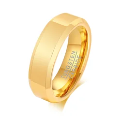 Vnox Black Tungsten Carbide Men's Wedding Engagement Ring, 6mm Wide Jewelry Band - 8 (Gold Color)