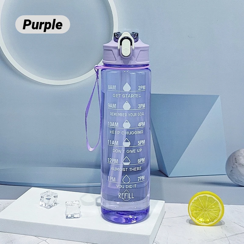 Enhance your hydration experience with the Time-Tracking Leak Proof Water Bottle - Designed for Easy Carry and Outdoor Adventures