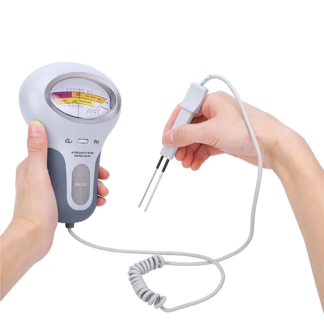 Chlorine Tester Pool Chlorine Tester PC‑102 CL2 Chlorine &amp  Tester Swimming Pool Spa Water Quality Analyzer with Probe 2