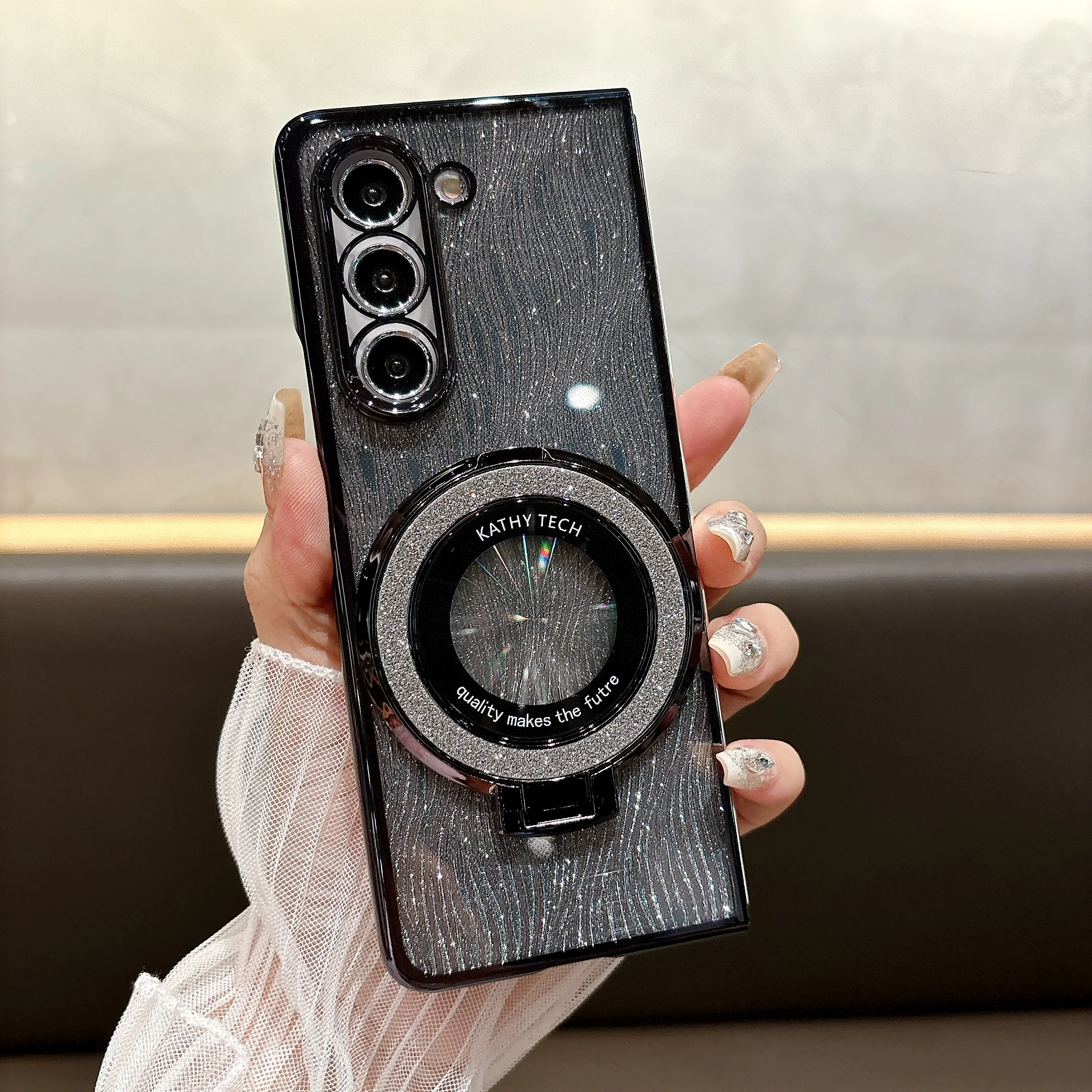 Luxury Ring Electroplate Sparkling Magnetic Shockproof Phone Case