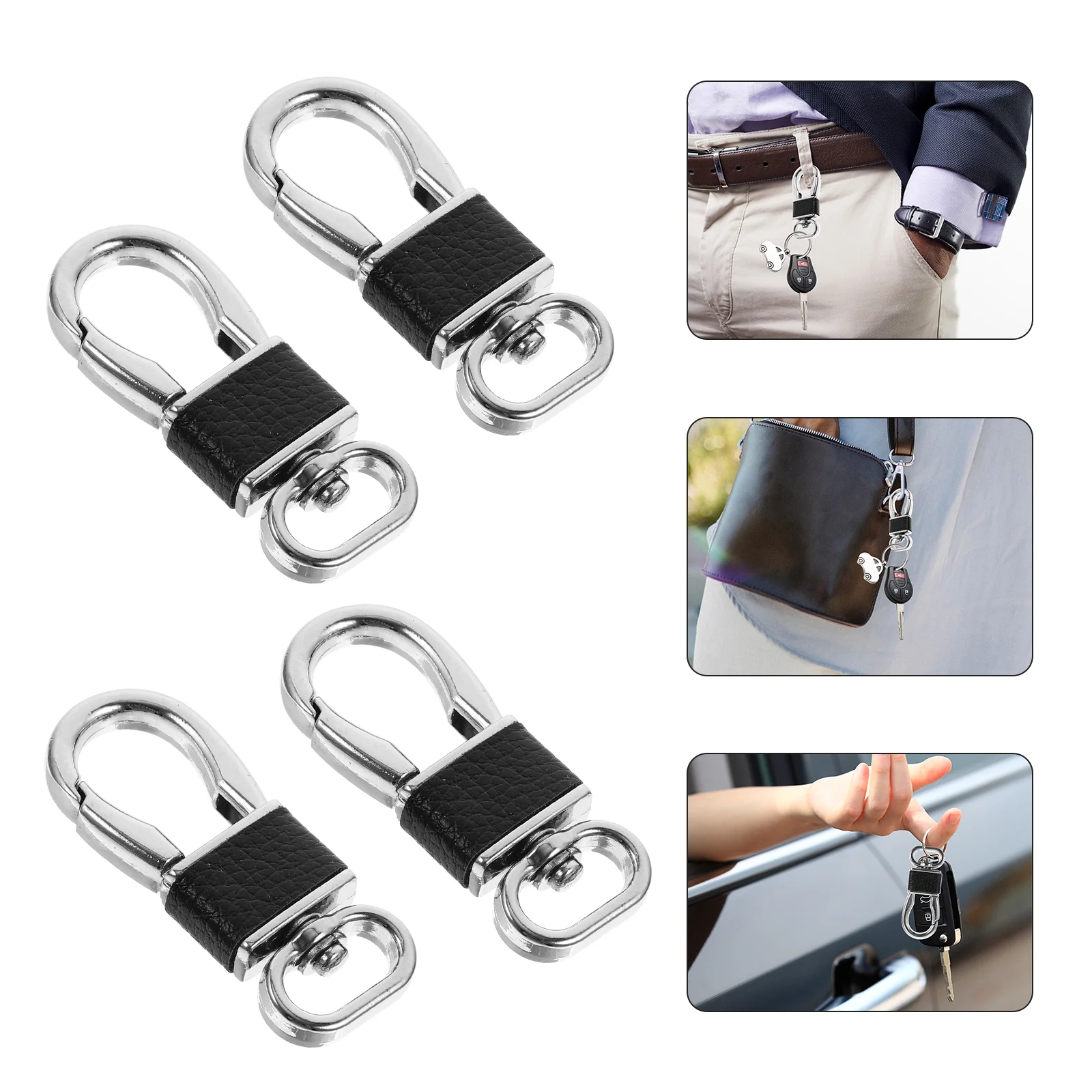 

4 Pcs Men Keychain Metal Carabiner Ring Holders Keychains Birthday Gifts Clip Man