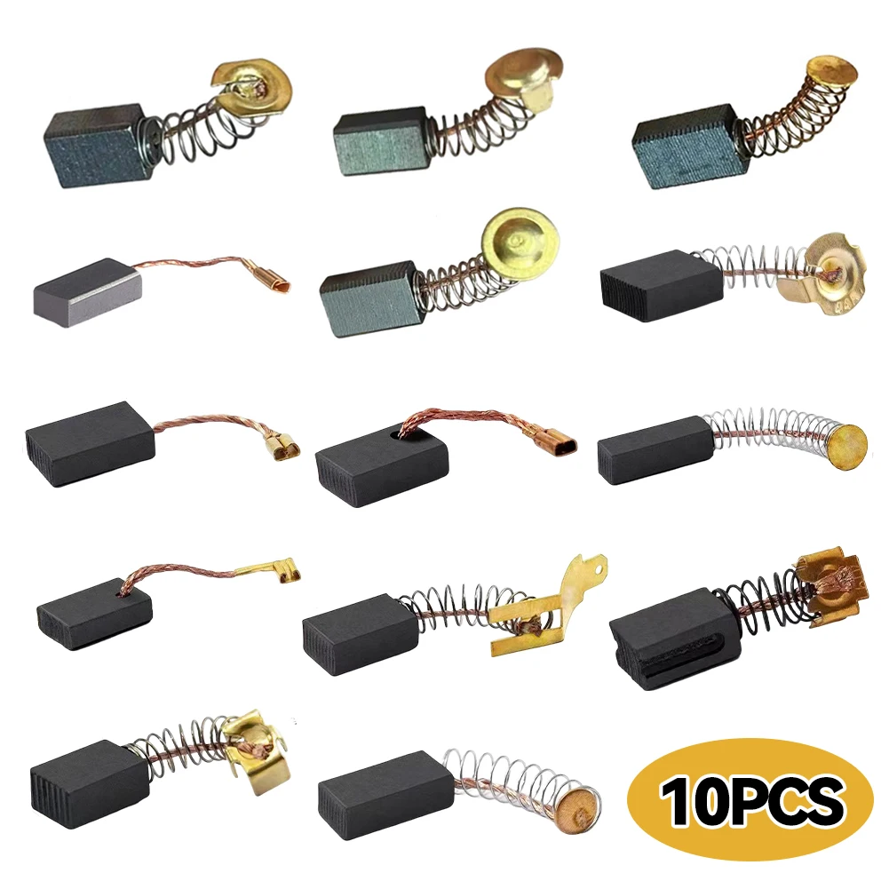 10 ชิ้น/เซ็ต 10 ขนาดไฟฟ้ามอเตอร์แปรงคาร์บอนสําหรับเครื่องมือค้อนเจาะเลื่อยวงเดือนเปลี่ยนแปรงคาร์บอน 1
