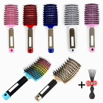 Spazzola per capelli Spazzola per capelli esfoliante Setola Pettine per capelli ricci bagnati da donna Strumento per lo styling dei capelli del salone, Speciale per parrucche di capelli veri