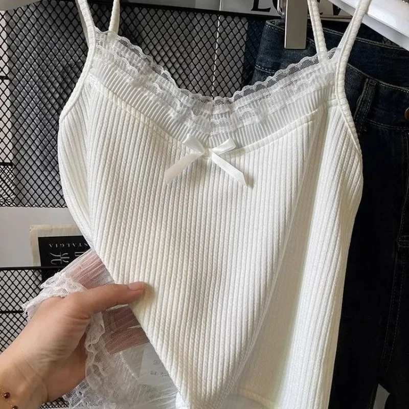 Canotta Donna Y2K In Pizzo – Scollo A V, Spalline Sottili, Corta – Top Estivo Per Festa E Discoteca – Colore Rosa