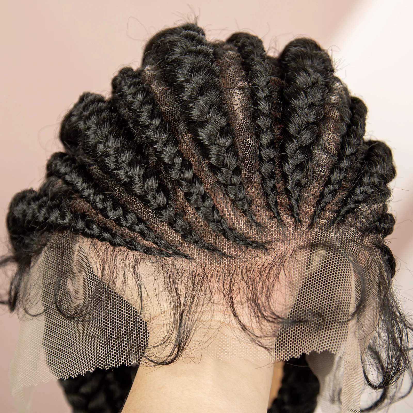Parrucche sintetiche intrecciate olandese Parrucca intrecciata cornrow in pizzo pieno con capelli del bambino Parrucca piena in pizzo Trecce protettive da 30 pollici - immagine 2