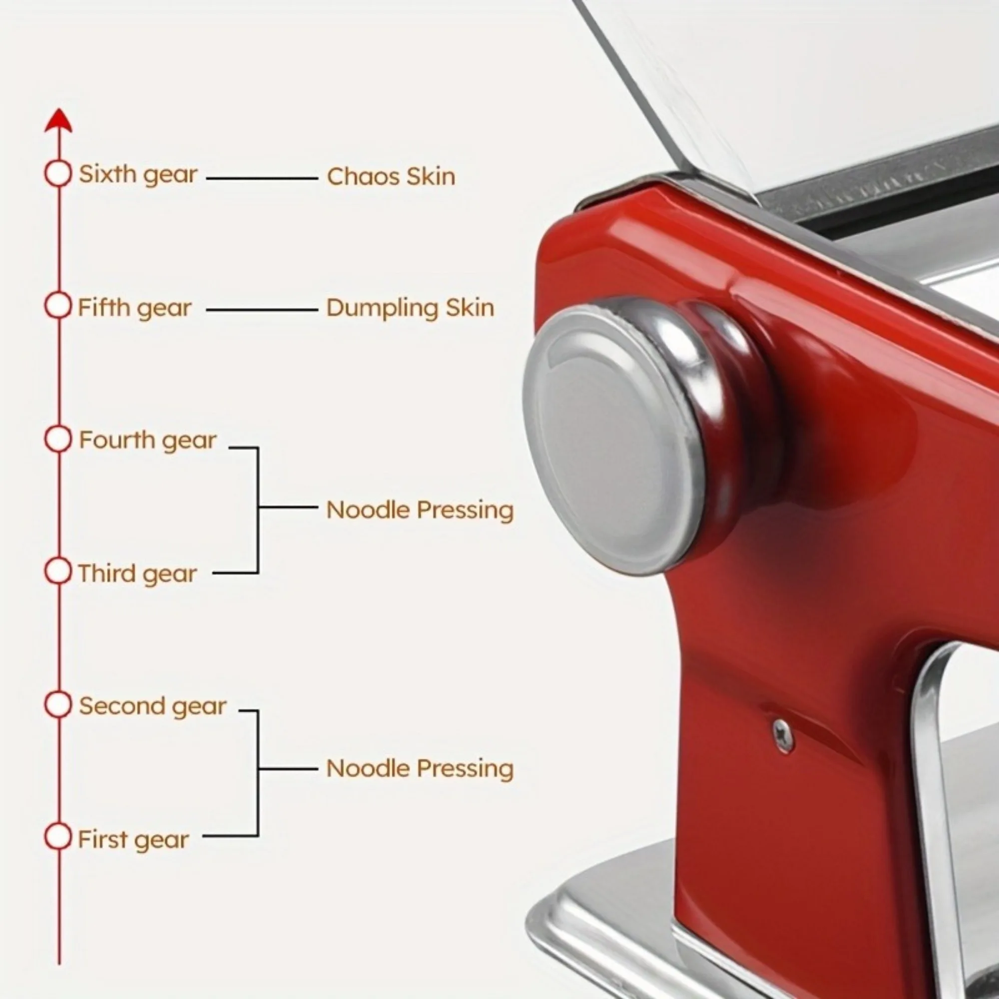 Manual Pasta Maker Machine with 6 Adjustable Thickness Settings-Hand Crank Double Cutter Roller for Spaghetti Fettuccine Nood noodle press pasta attachment