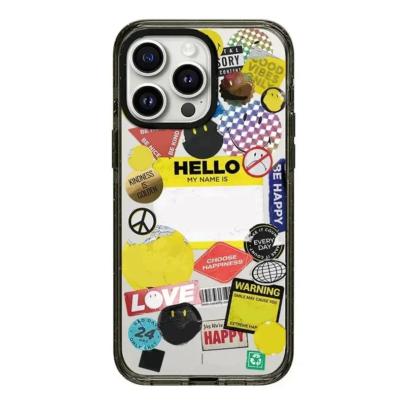 

2.0 Acrylic Upgrade Border Cute Face Phone Case Cover for iPhone 11 12 13 14 15 Pro Max Case for iPhone 15 ProMax
