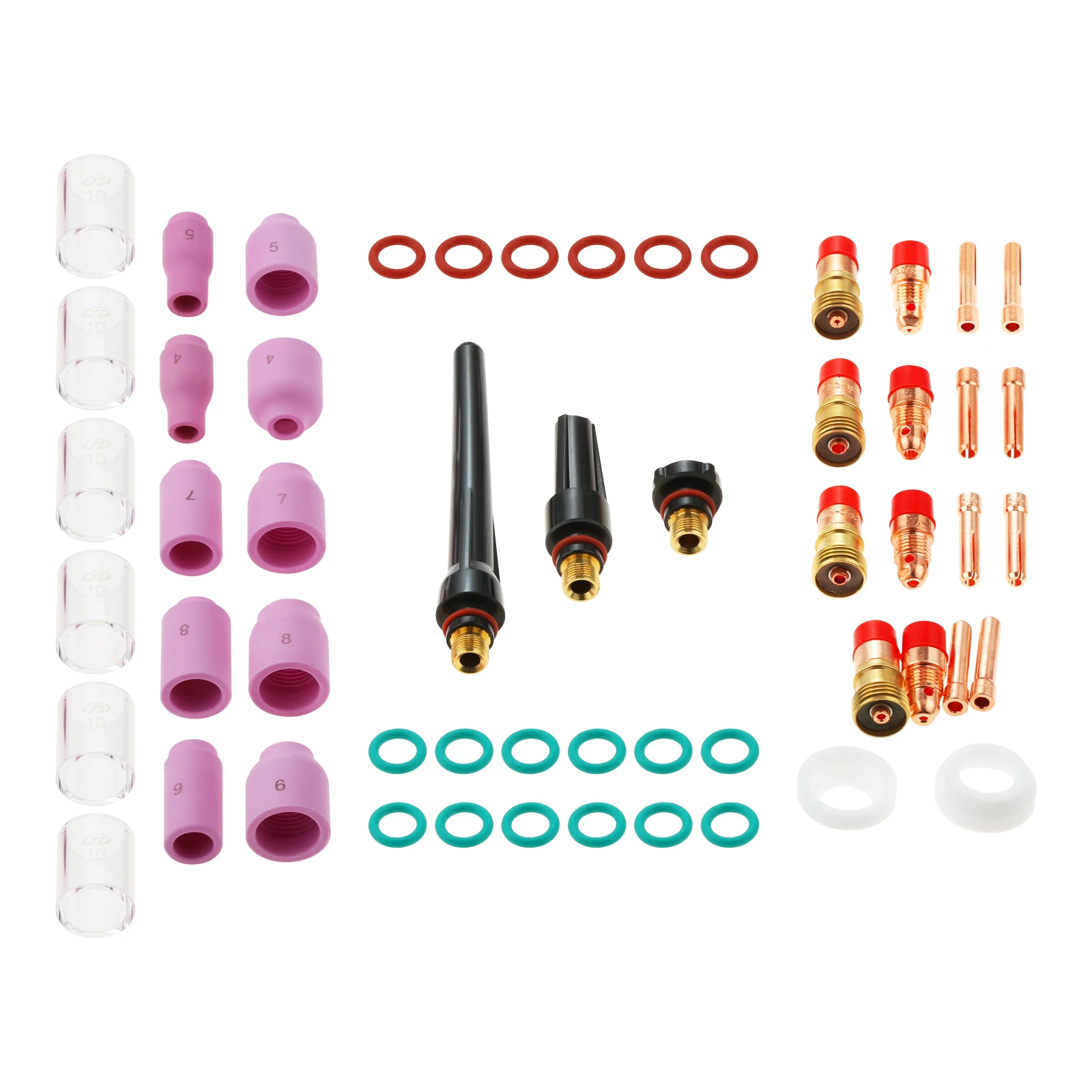 

55pcs/1kit TIG Welding Torch Accessories Collets Body Glass Cup Alumina Nozzle Stubby Gas Lens #10 Pyrex Cup for TIG WP-17/18/26