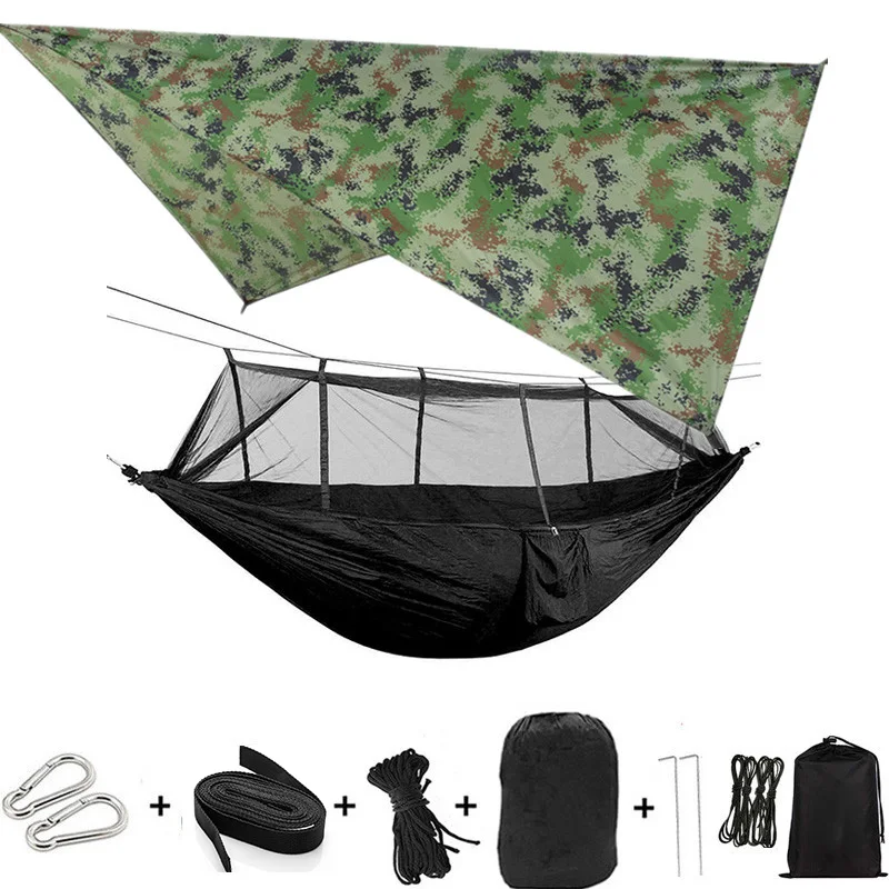 patio furniture Double Bug Net Camping Hammock Ripstop Parachute Nylon  Hammock Outdoor Hammocks Tent with Waterproof Rainfly Tarp Outdoor Furniture Outdoor Furniture