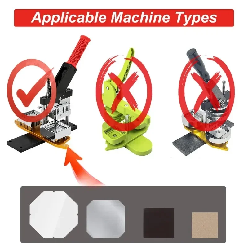 Badge Maker Square Refrigerator Badge Press Machine 50x50mm/63.5x63.5mm Rotating Manual Fridge Magnet Making Machine with 100PCS Magnet Part