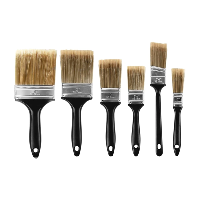 

6 Pcs Paint Brushes Home Wall Trim House Chip Paintbrush Set Multi-Purpose Home Repair Tools For Cabinet Deck Fence Door