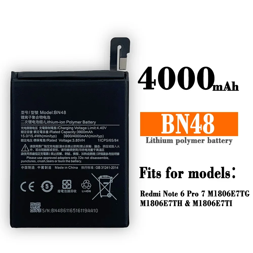 Phone Battery BN48 4000mAh High Capacity High Quality For - Main Image