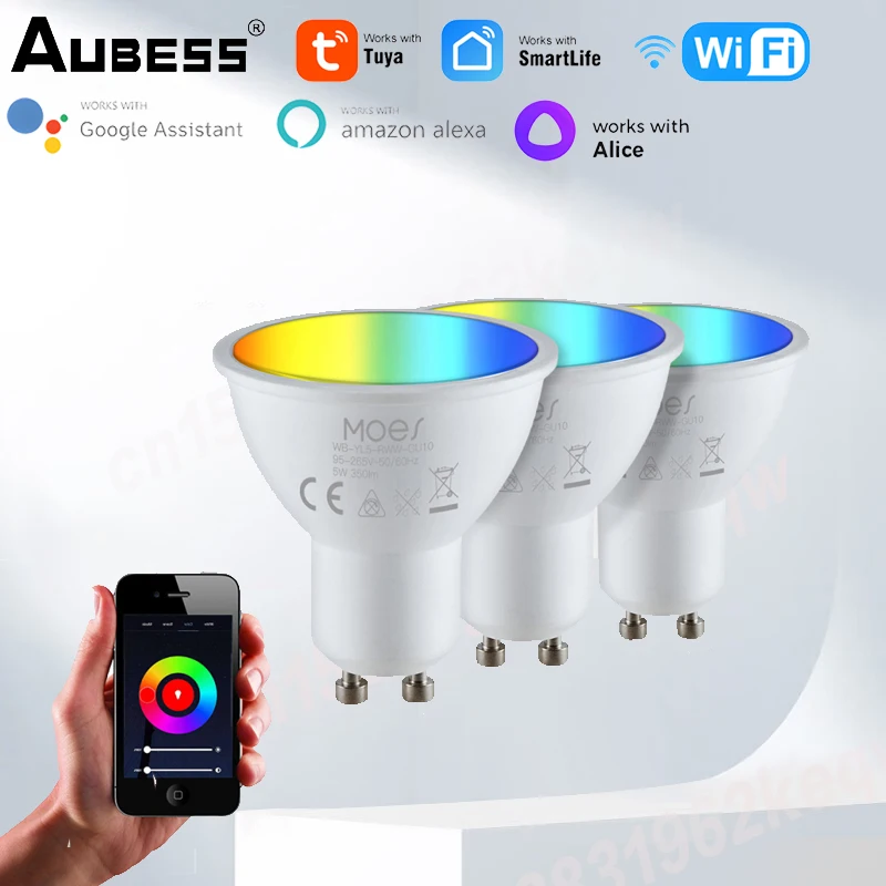 

Умная лампа Tuya GU10 с RGB-подсветкой, 220 В, лампочка с регулируемой яркостью, 5 Вт, умная жизнь для комнаты, модули автоматизации домашнего декора