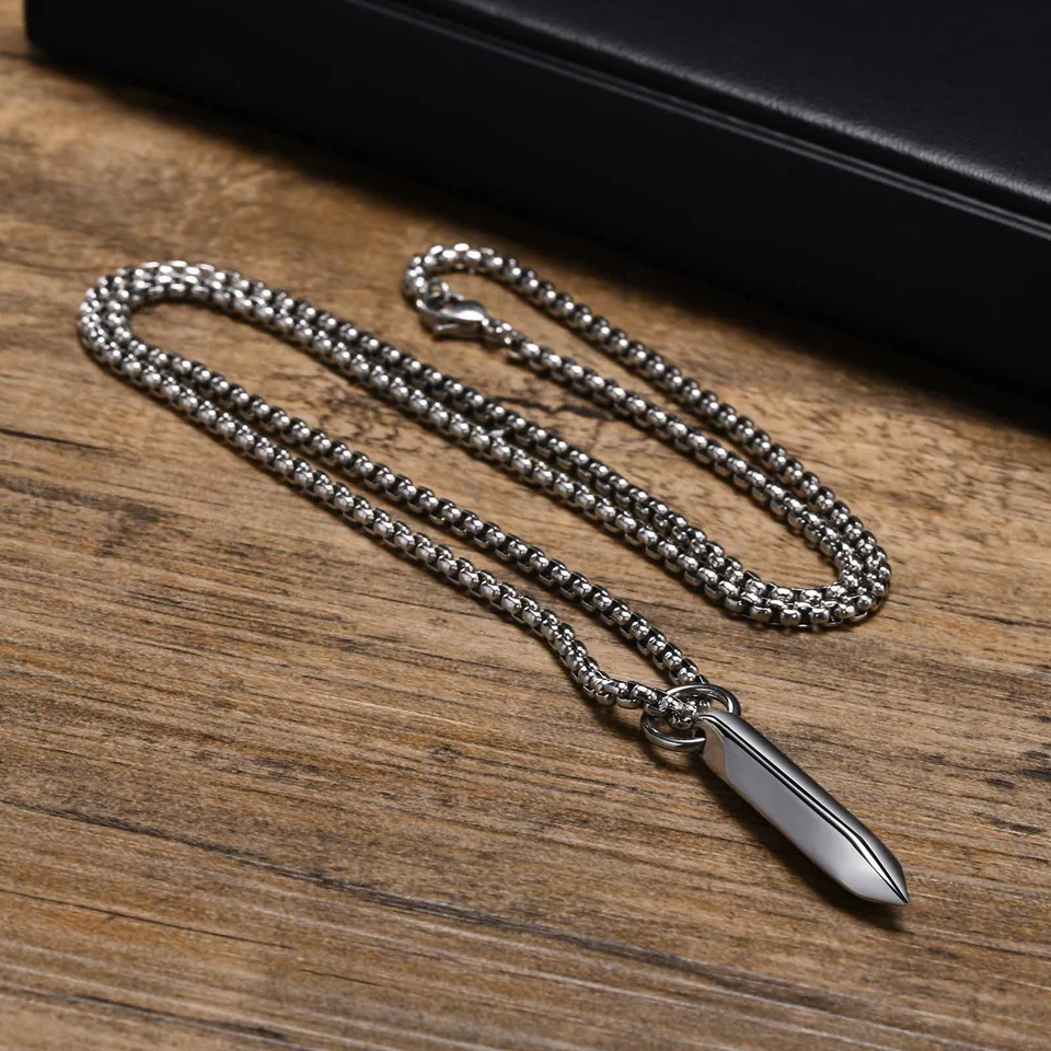 Collane in acciaio inossidabile color argento, stile geometrico