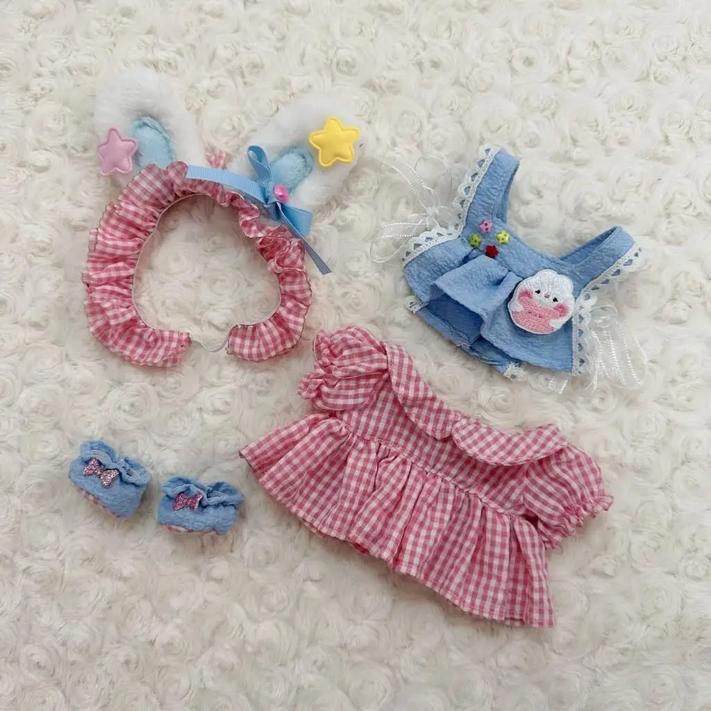 20cm Mini Plush Doll Clothes Outfit Accessories Maid Skirt Dress Suit