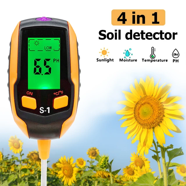 Testeur de sol 5 en 1 pour le pH, l'humidité, la température, l'éclairage,  et l'humidité environnementale des plantes de jardin
