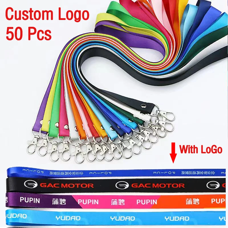 50 Stks/partij Custom Bedrukte Lanyard Voor Sleutels Logo Custom Design Badge Holder & Personeel Kaarten