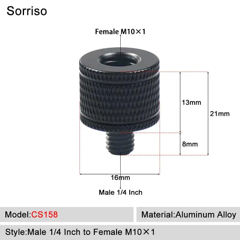 Sorriso Male 1/4 Inch" To Female 3/8 5/8 M4 M5 M6 M8 M10 Camera Screw ball head Adapter Mount For phone tripod holder Stand