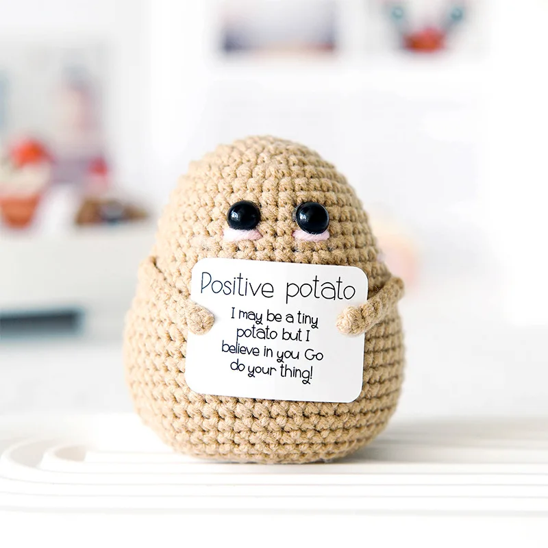 Funny Big Butt Positive Potatoes Dolls With Card Home Decoration Crochet Potato Doll Room Decor Christmas Birthday Party Gift