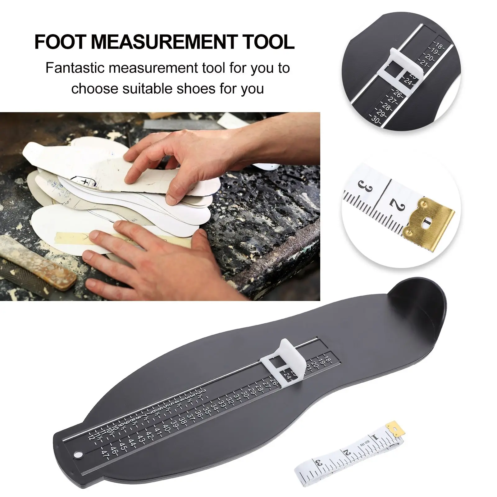 Foot Measuring Device Foot Length Gauge Measure Ruler UK Size Shoes Chart Teenager Measure With Tape