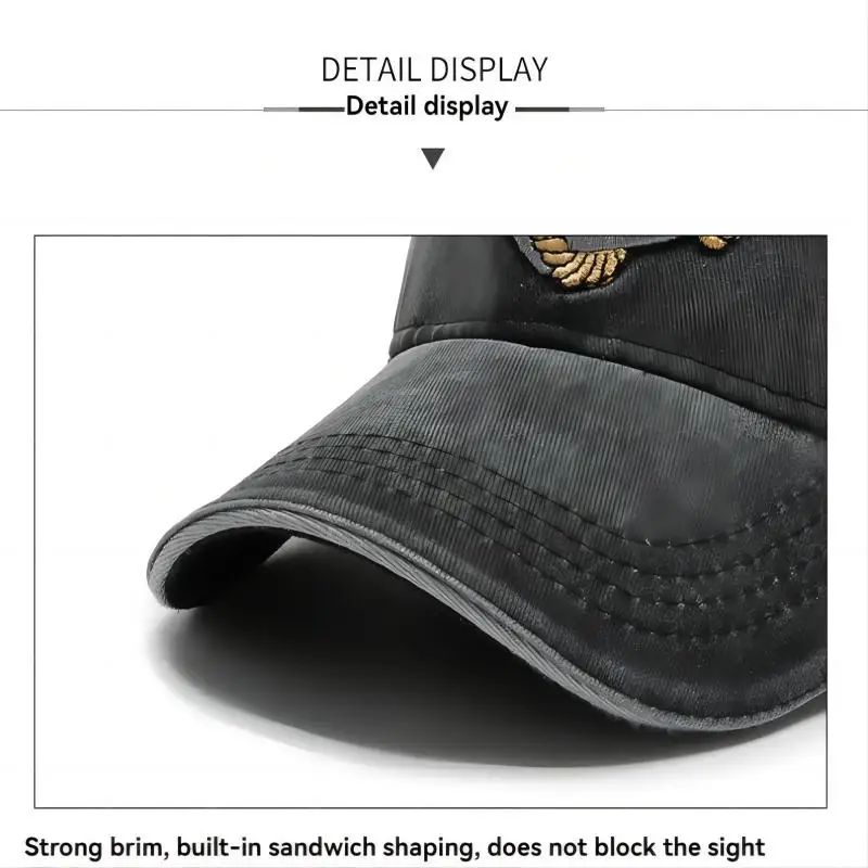 Hat Men's Spring/Summer Trend Embroidered Cowboy Baseball Hat Duck Tongue Hat Outdoor Travel Sunshade Hat