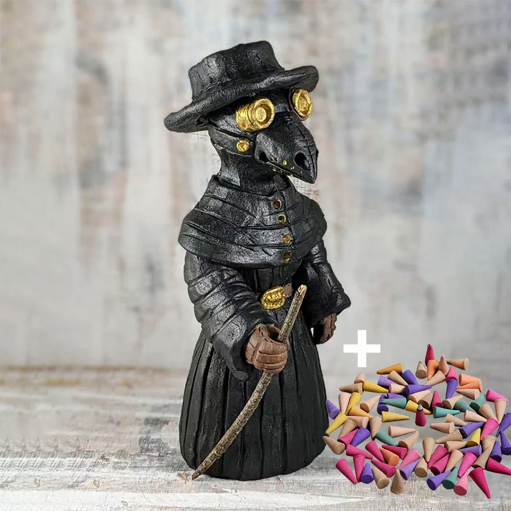 Incense Burner Gnome Incense Holder Effective Stress & Anxiety Relief Plague Doctor Cone Burner Cone Burner for Home Decoration