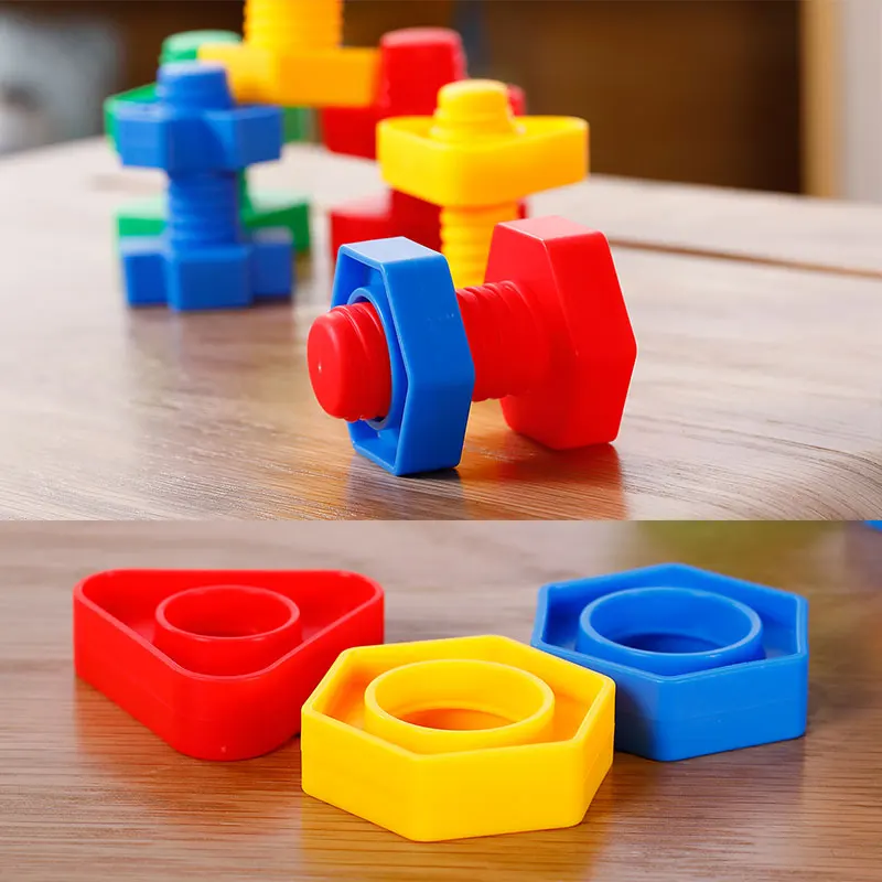 Screw Building Blocks Toy Creative Block Mosaic Puzzle Toys for Children Plastic Insert Blocks Nut Shape Educational Toy building block toy assemble toy mosaic puzzle toys