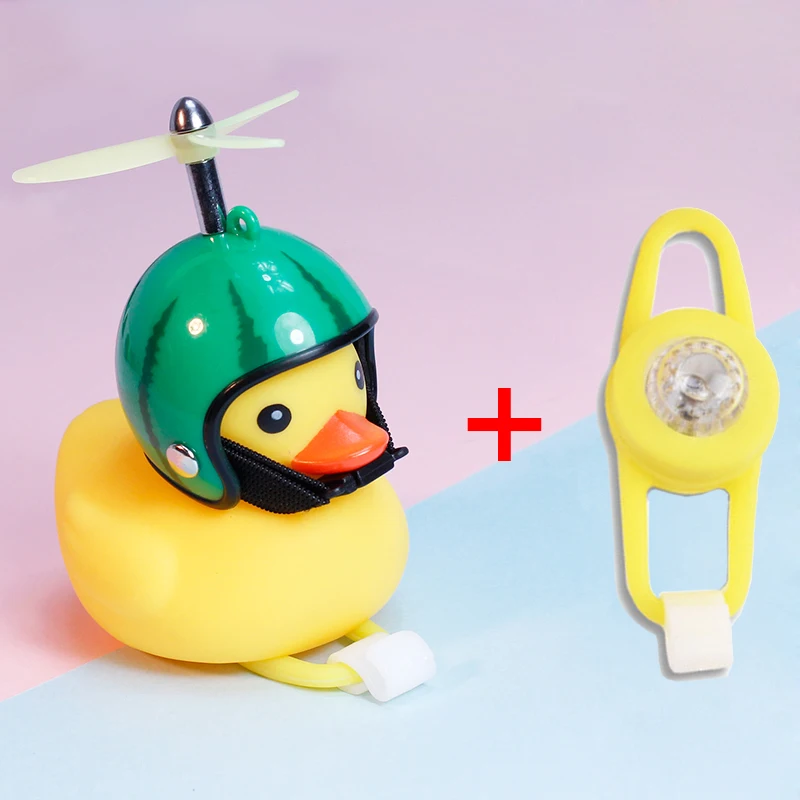 Bike Handlebar Head Light Bicycle Duck Bell with Light Yellow