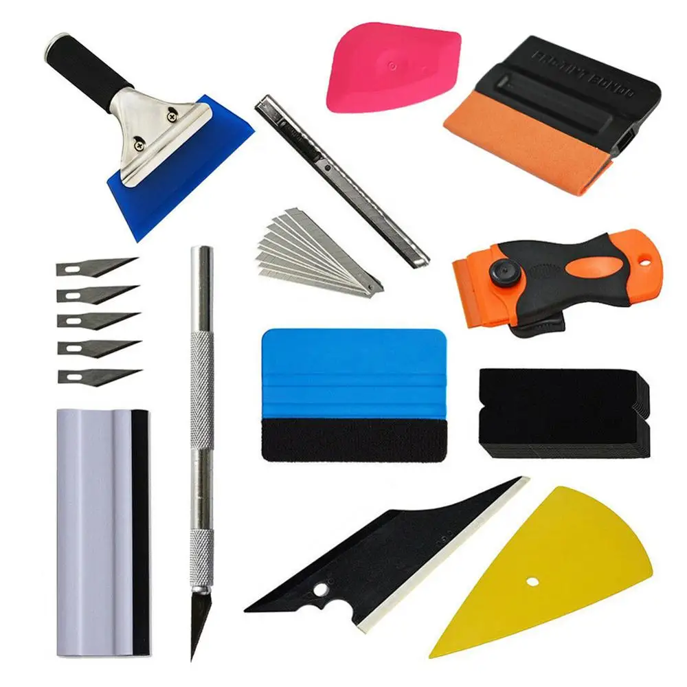 Car Wrapping Tools Automotive Film Tools 12Pcs Car Wrap Vinyl Scrapers Car Wrapping Tools Kit Profession Window Tinting Gadgets Universal Accessories