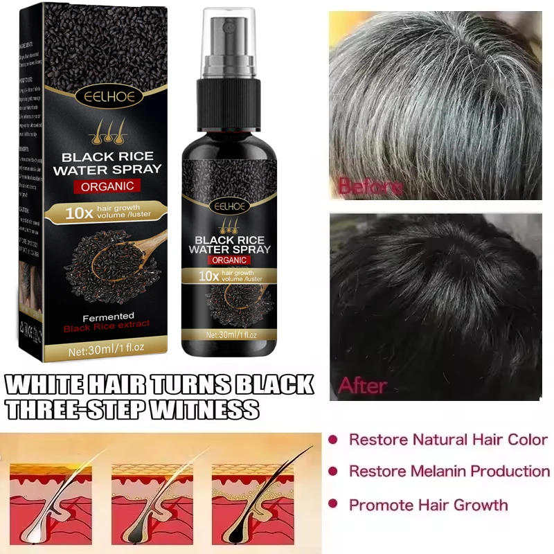 Copertura del siero per il trattamento dei capelli bianchi grigi Capelli bianchi al spray riparatore del colore naturale nero Anti perdita dei capelli Ripristina la salute - immagine 5