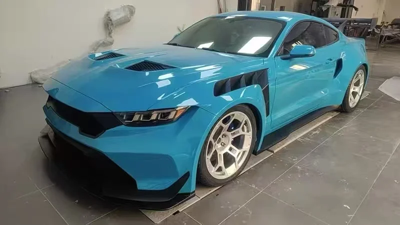For Ford Mustang Carbon Fiber Body Kit Wild Horse Upgraded GTD-style Front and Rear Bumper Spoiler Engine Hood