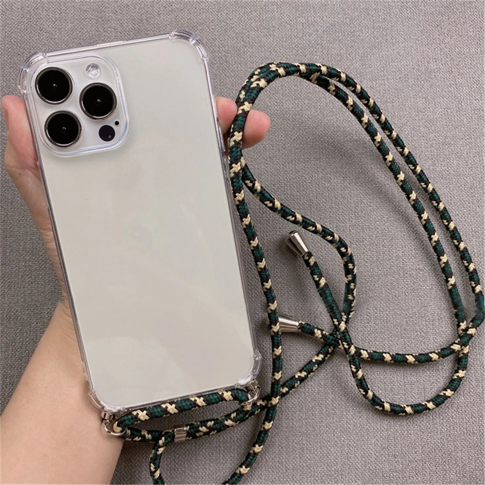 Crossbody Necklace Cord Lanyard Transparent Phone Case - Soft Cover