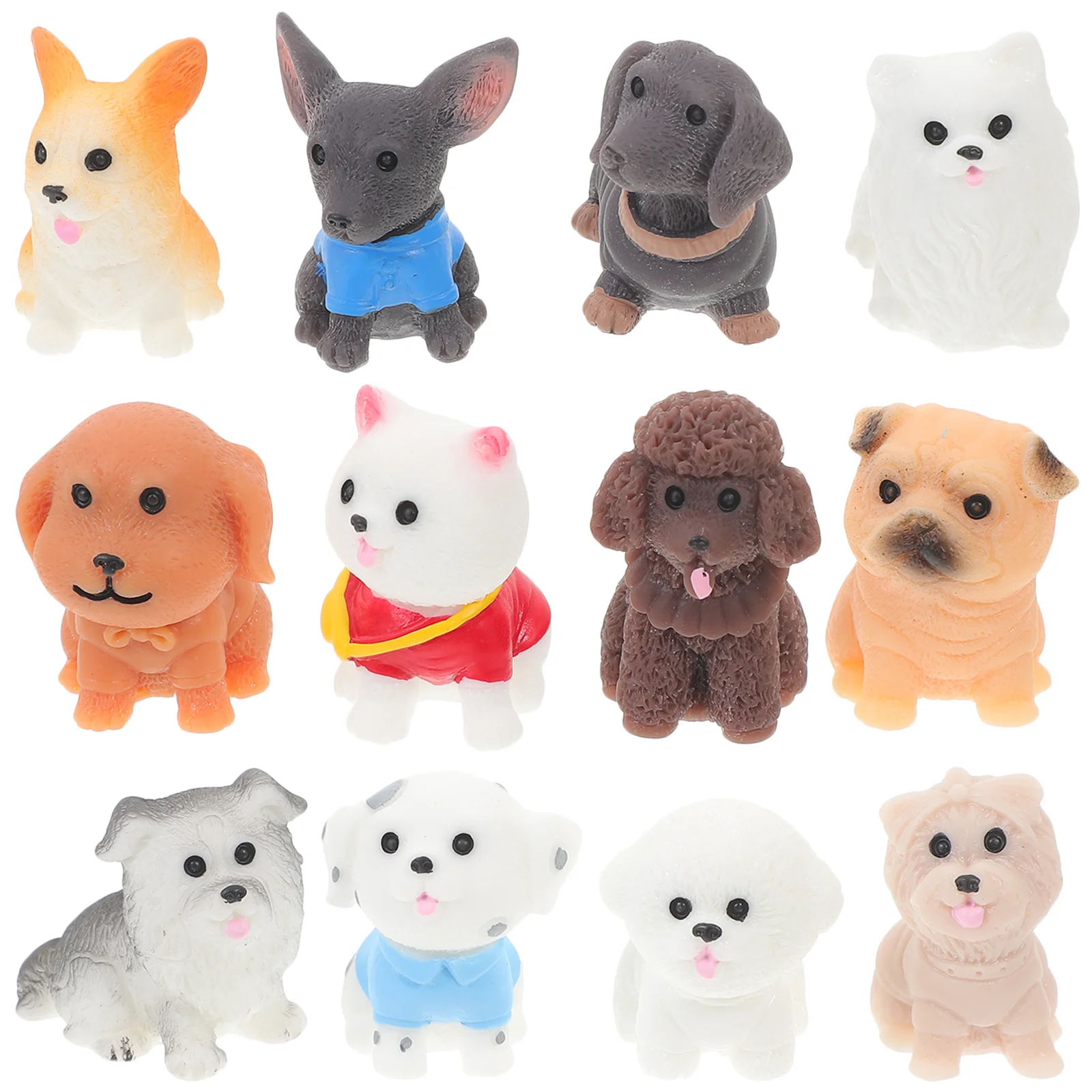 

Миниатюрные фигурки собак, 12 шт., скульптуры для маленьких щенков, модели собак, игрушки, украшения для животных