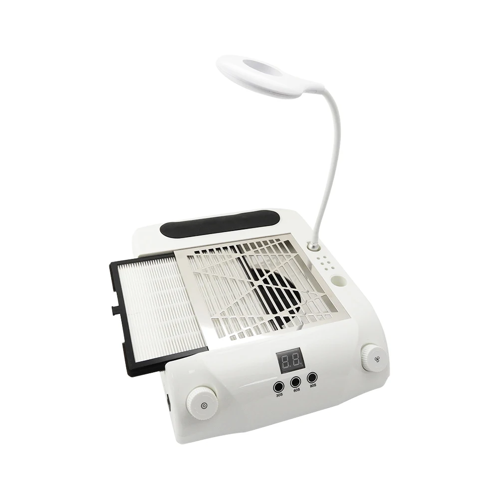 

High Quality 2 in 1 Nail Dust Collector 60W Nail Art Manicure Dust Collector Suction with LED Desk Lamp