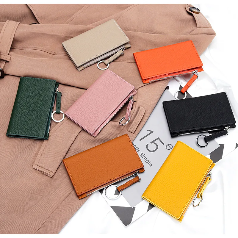 Women's Small Wallet 2023 New Multi Slots Delicate Genuine Leather Credit Card Holder Men's Zipper Change Coin Purse Short Purse