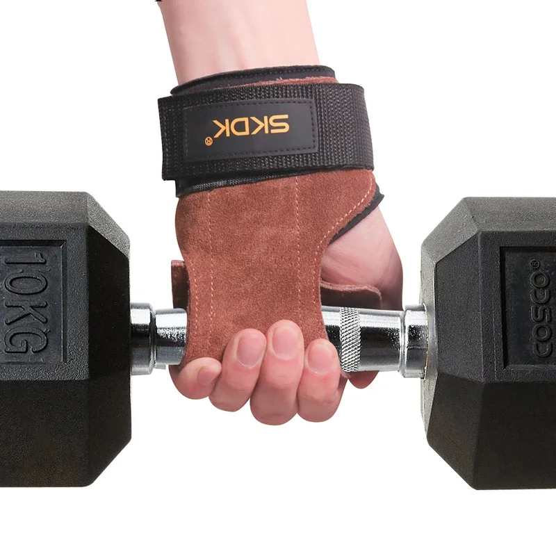 Description Picture 2 of itemCowhide Gym Gloves Grips Anti-Skid Weight Power Belt Lifting Pads Deadlift Belt Workout Crossfit Fitness Gloves Palm Protection