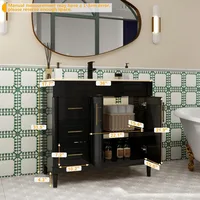 36" Bathroom Vanity with Sink Combo,Painted Bathroom Storage Cabinet with Cylindrical Feet, Mirror is NOT Included, Black 2
