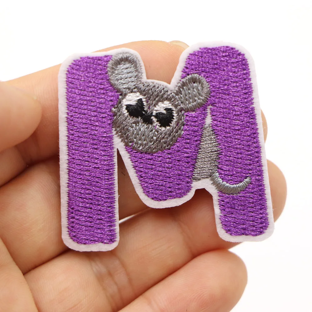 1PC Eisen auf Patches Nähen auf Applique Patches Tiere Buchstaben Alphabet Gestickte Patches Diy Benutzerdefinierte Name Abzeichen Reparatur patch – Detail 17