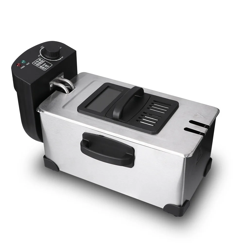 110V220V Electric Deep Fryer 2.5L French Frie Machine Oil Hot Pot Fried Chicken Grill Adjustable Thermostat Oven 4