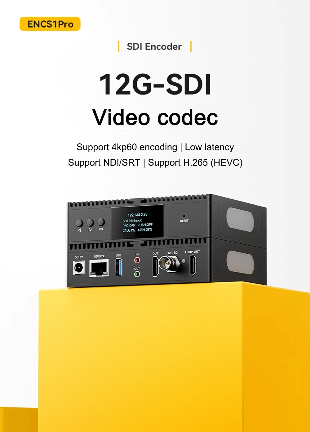 Link Pi ENCS1Pro 12G-SDI Video Codec 4K60 12G SDI Encoder H.265 Live Streaming B