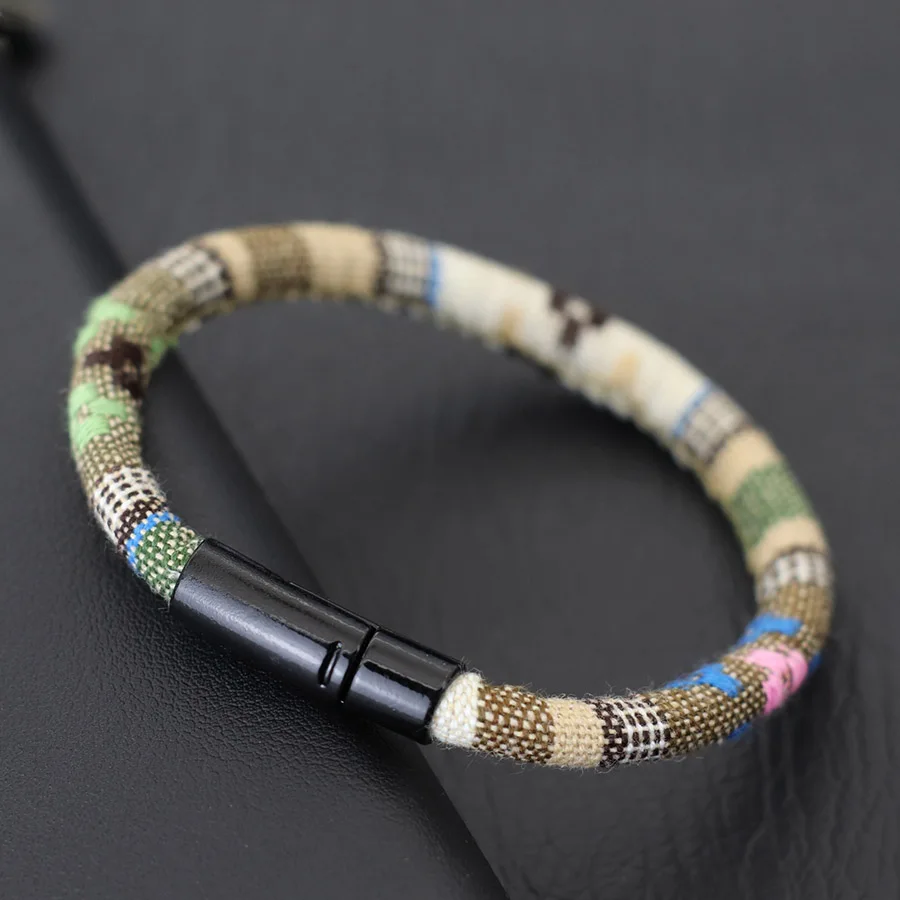 Bohemian Seil Armband Für Männer Doppel Versicherung Schnalle 6mm Stoff Armband Strand Surfen Casual Zubehör Wrap Pulseria Hombre – Detail 14